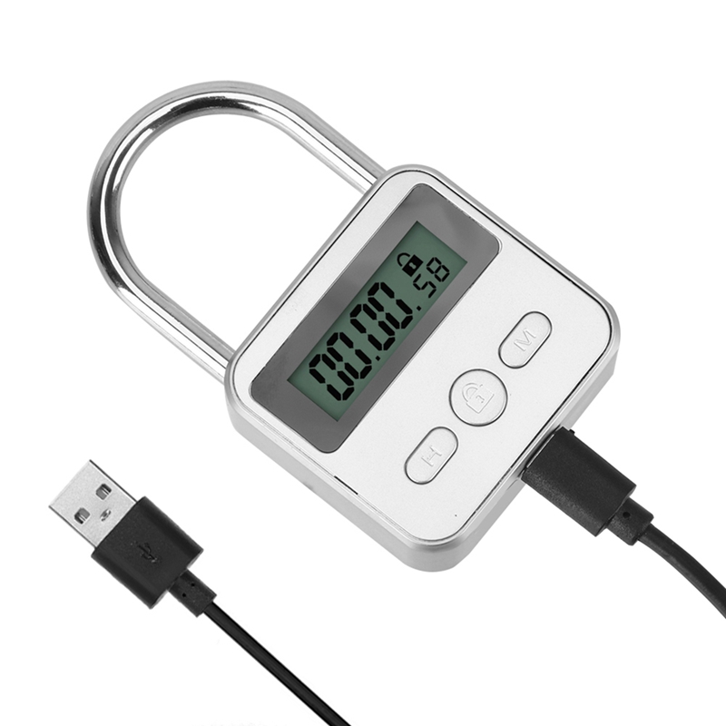 Smart Time Lock LCD Display Electronic Timer Switch USB Rechargeable Timer Padlock Travel Electronic Timer
