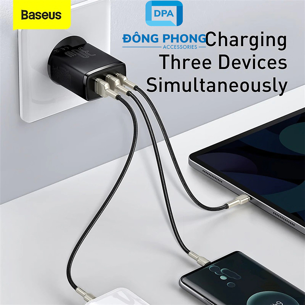 Củ Sạc Nhanh Baseus 30W Compact Quick Charger ( USB Dual Port + Type C, 30w PD / QC3.0 Multi Quick Charge Support )