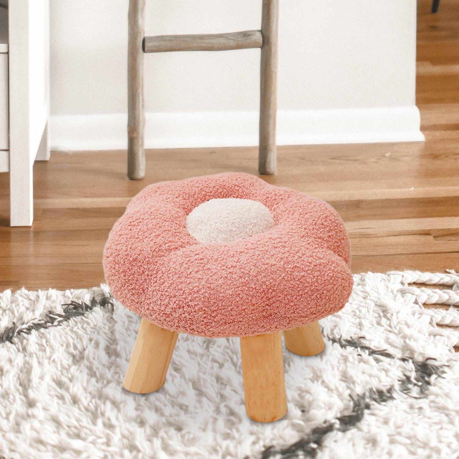 Fityle under Desk Sofa Stool Cartoon Multipurpose Shoes Changing Flower Shape Small Foot Stool Ottoman for Living Room Bedside Apartment Entryway