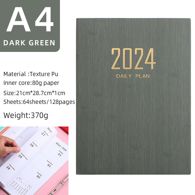 FeiEn 2024 Planner A4 English Schedule Book Thickened Japanese Plan Book Efficiency Manual Notebook Stationery