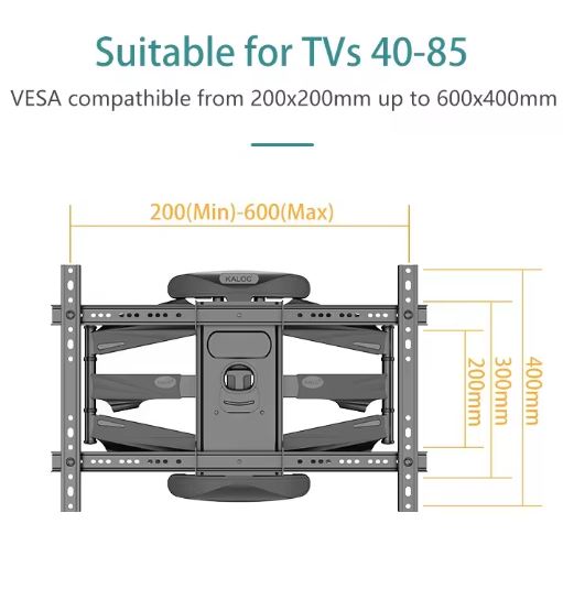 Kaloc S8 Double Arm full motion Wall Mount TV Brackets Swivel for