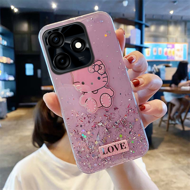 For Tecno Spark Go 2024 2023 2022 Phone case Sparkling Star Shell Kitty Cartoon Cute Soft Silicone Anti Drop for Tecno Spark Go 2023 2022 2024 Back Cover.