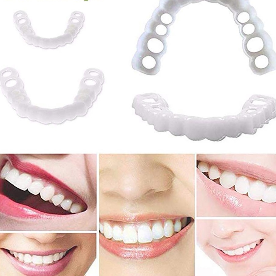 Hàm răng giả trên + dưới bằng silicone làm răng trắng sáng đồng đều cho nụ cười xinh xắn - MSP605768