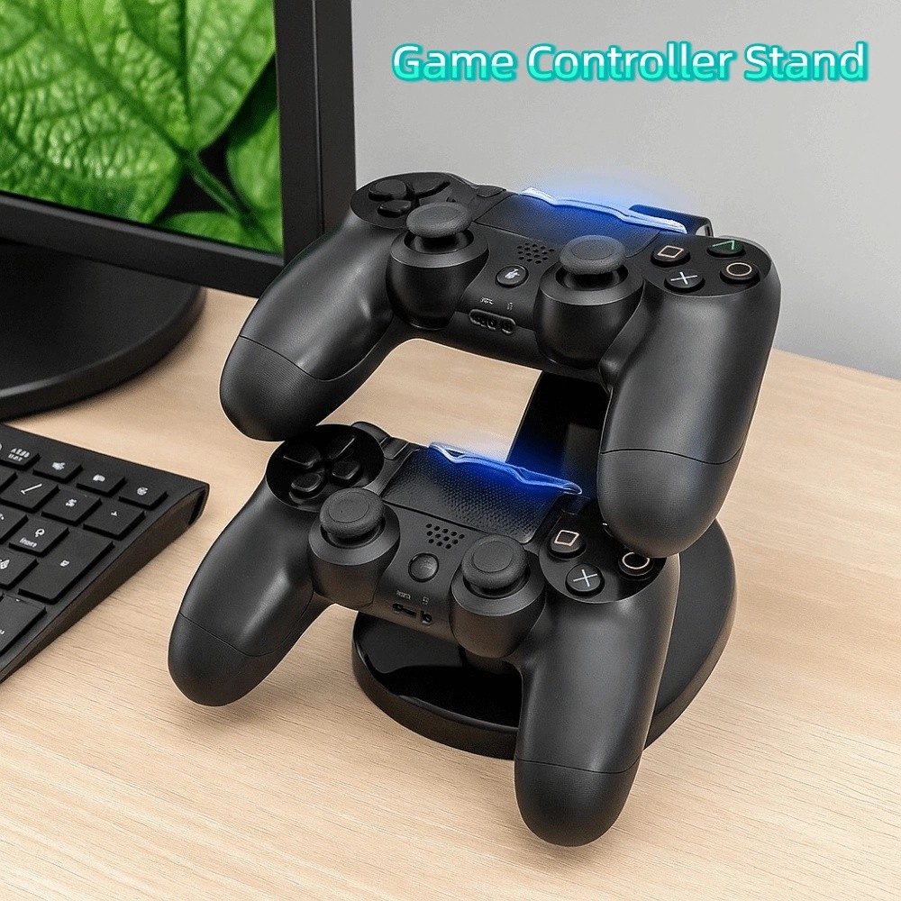 Durable Plastic Dual Charger Stand Fast Charging Black Game Controller ...