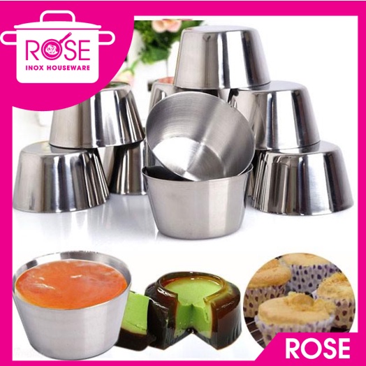 Khuôn làm bánh flan inox 304 , rau câu , cupcake , làm đá không gỉ - chén inox đựng nước sốt nướng bbq