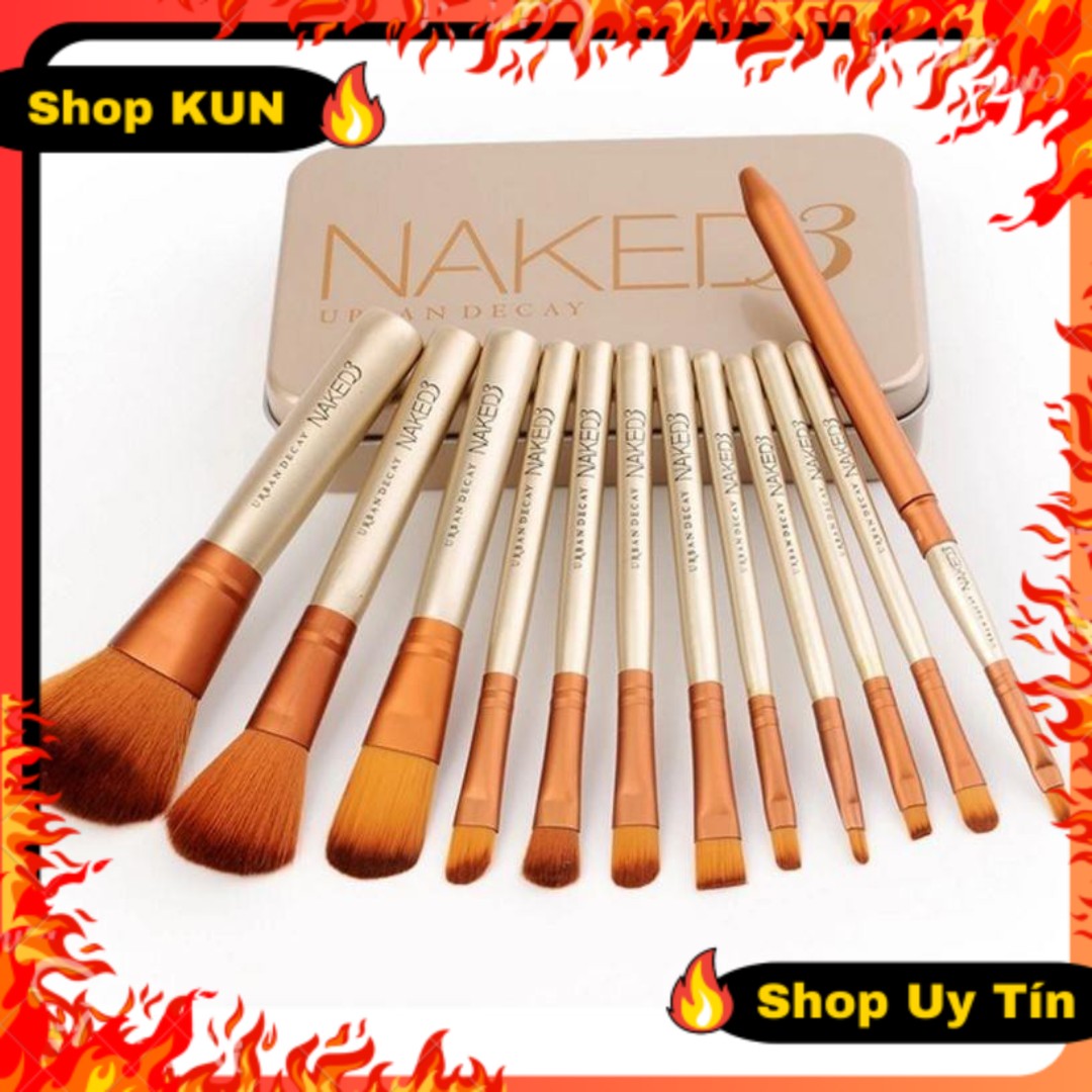 Bộ cọ 12 cây trang điểm naked kèm hộp , tiện lợi , cọ mềm mịn