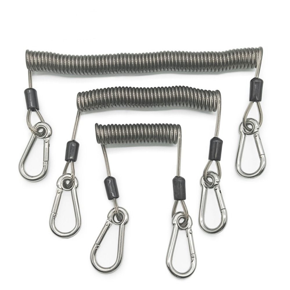 Wire Spring Rope Elastic Coil Fishing Missed Rope Lockable Safety Rope ...