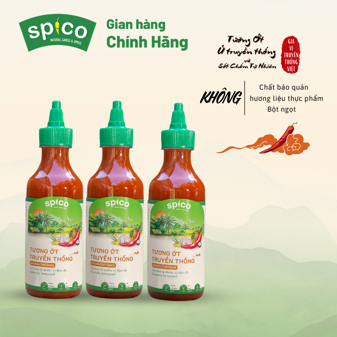 Combo 3 Chai Tương Ớt Truyền Thống Spico 290G Tự Nhiên Cay Thơm Sriracha