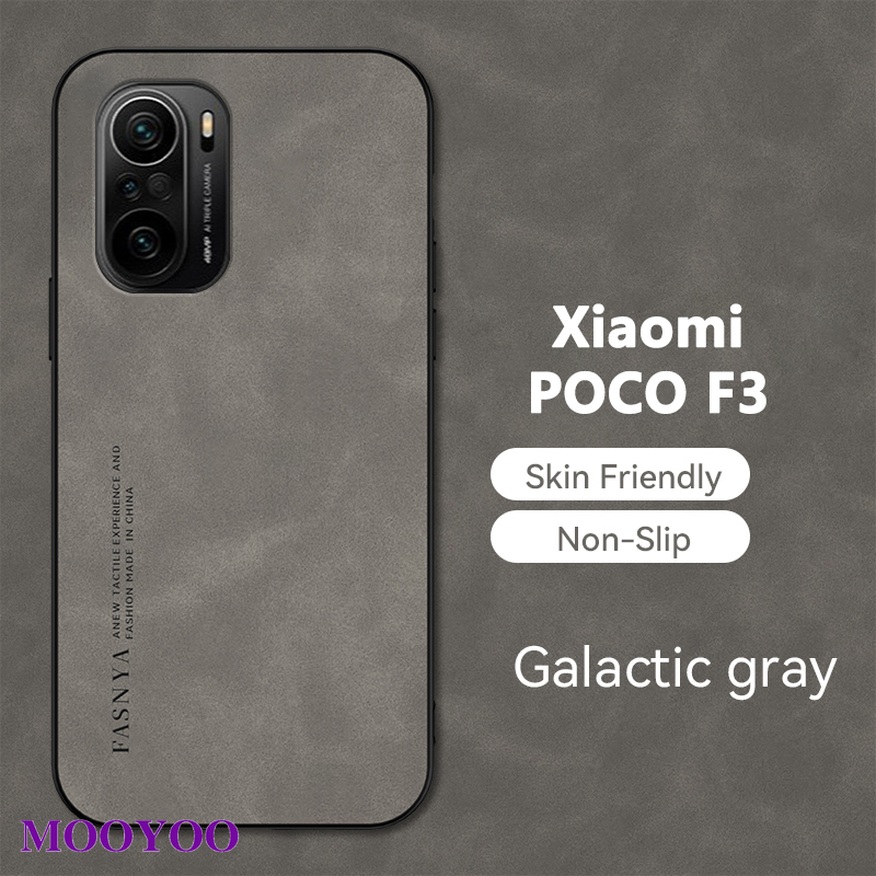 Case xiaomi poco f3 soft phone case camera protection sheep bark cover luxury authentic leather casing for xiomi pocof3 m2012k11ag