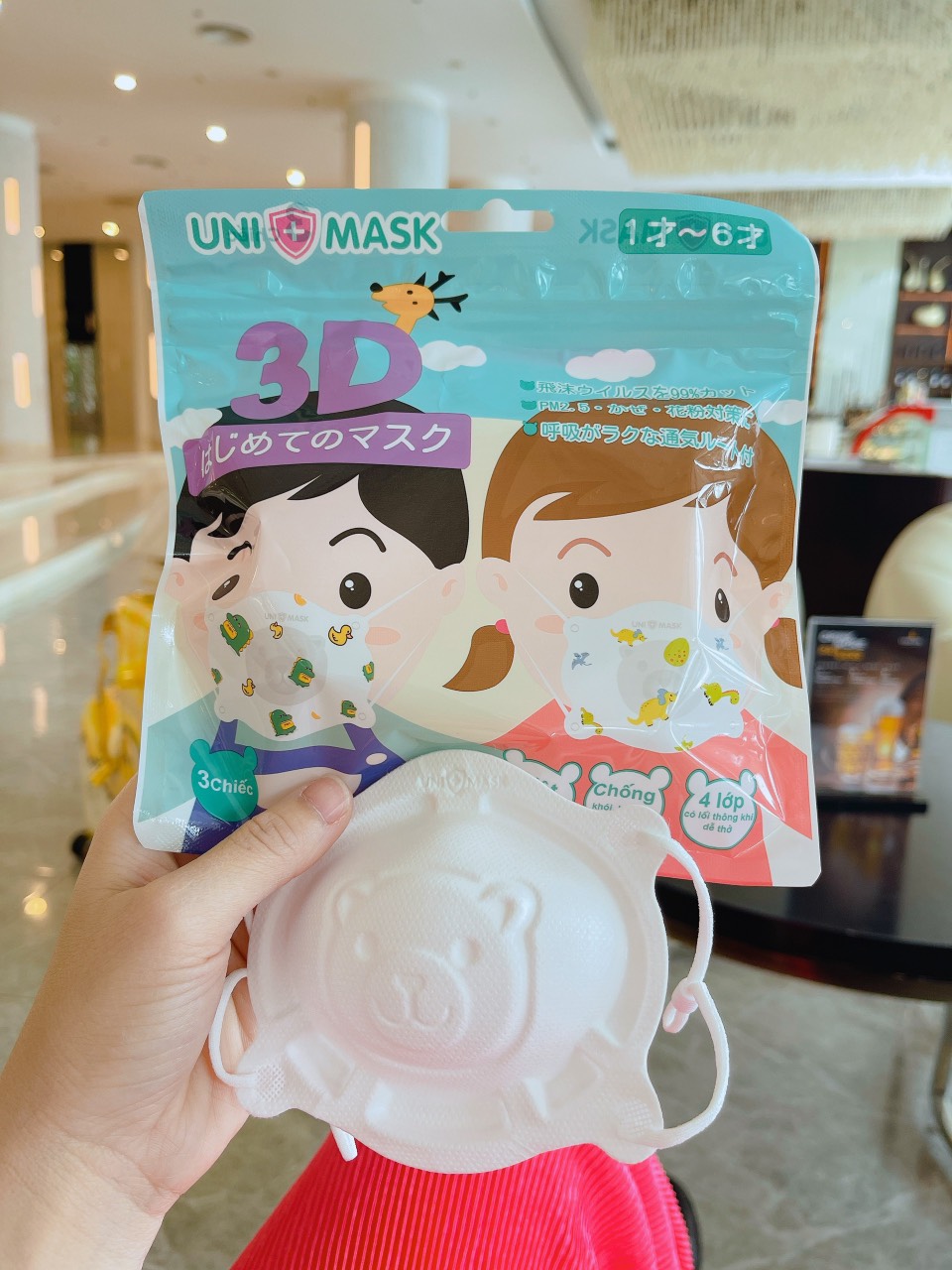COMBO 2 SÉT 6C KT GẤU TRẮNG UNI MASK CAO CẤP CHO BÉ (0-3T)