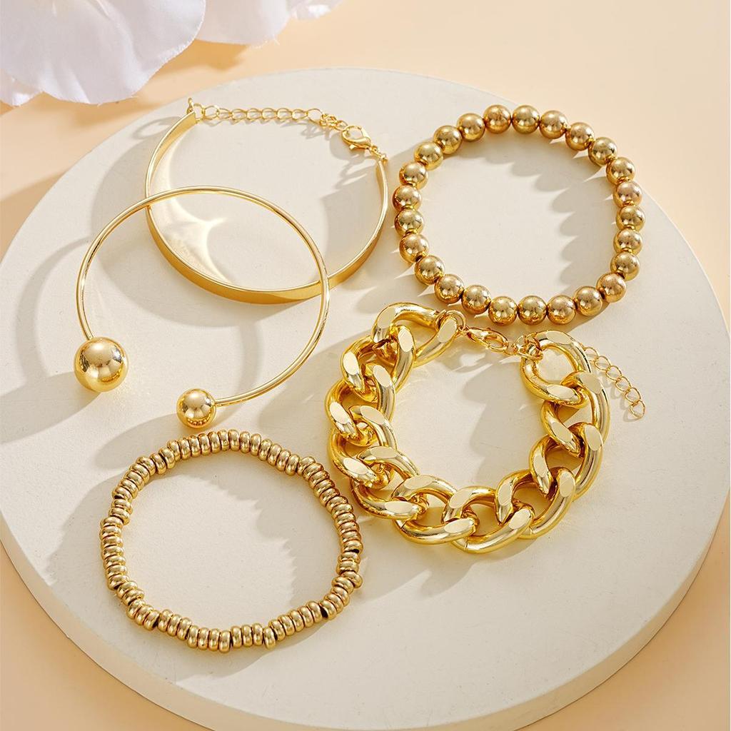 Enacolor%20%205Pcs/Set%20Exaggerated%20Thick%20Chain%20Open%20Bangles%20Bracelet,%20Irregular%20Geometric%20Round%20Bead%20Metal%20Bracelet%20Fashion%20Jewelry%20New%20%202025%20-%20Image%204