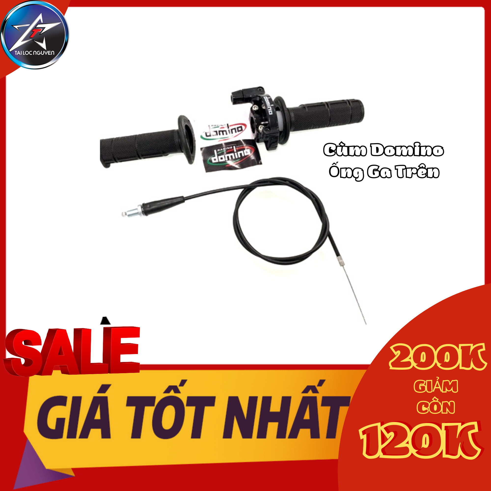 [HCM] [SALE] COMBO CÙM TĂNG TỐC DOMINO - ỐNG DÂY GA KÈM BAO TAY DOMINO CHO RAIDER-SATRIA-FI