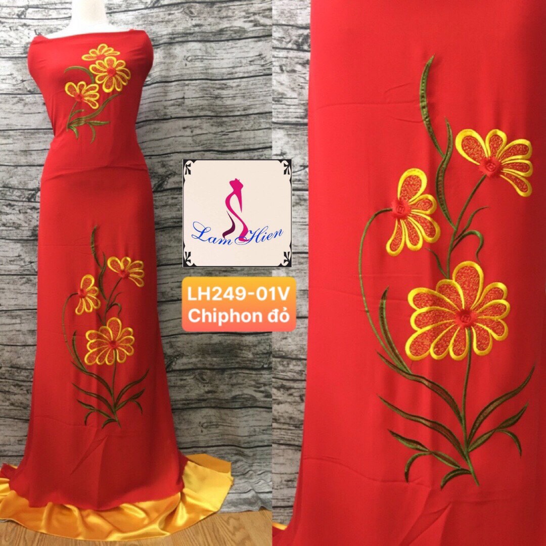 Vải may áo dài bông thêu modell LH249