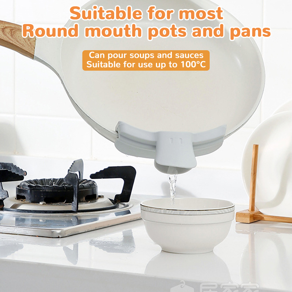 Silicone Pot Side Drainage Guide Nozzle Anti-Spill Cute Duckbill Shape Kitchen Soup Pouring Funnel Clip Spaghetti Funnel Filter.