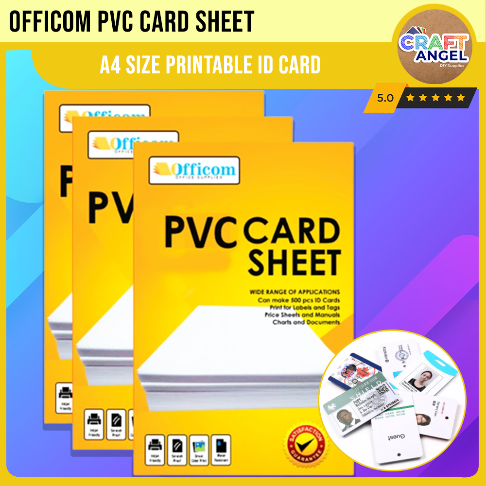 Officom 50 Sets PVC Card A4 Size Printable ID Card PVC Lazada PH
