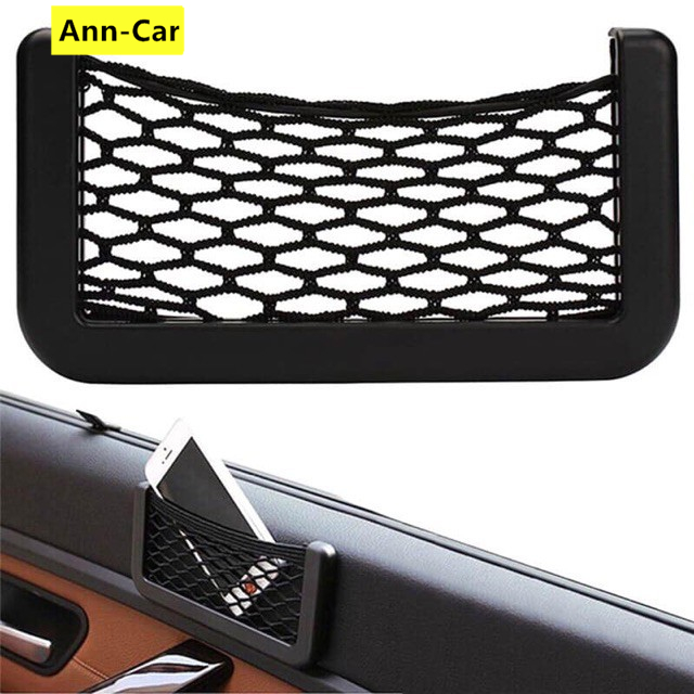 【Ann-Car】Car Storage Net Mesh Bag Phone Holder Pocket Organizer car phone  holder phone holder car storage compartment phone holder - Main Image