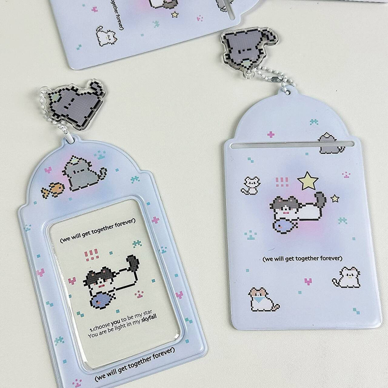 Cute Cartoon Cat Photo Card Holder Fashion Creative Decoration Idol Photo Album Protective Sleeves Pendant Card Storage Case.