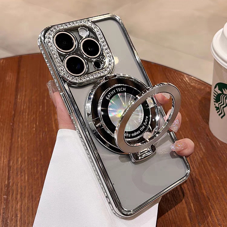 【Diamond glitter paper/bracket/purple/soft/case】compatible for iPhone 15 14 13 12 pro max case