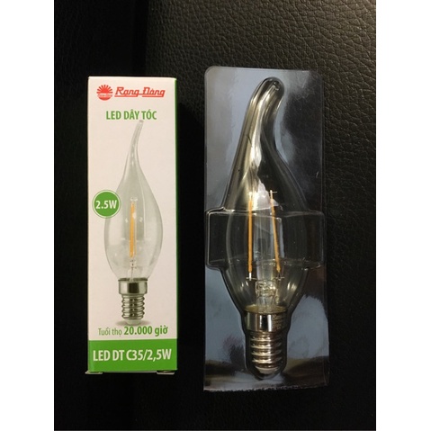 Bóng đèn LED NẾN DÂY TÓC 2.5W Model: C35/2,5W E14 ánh sáng vàng