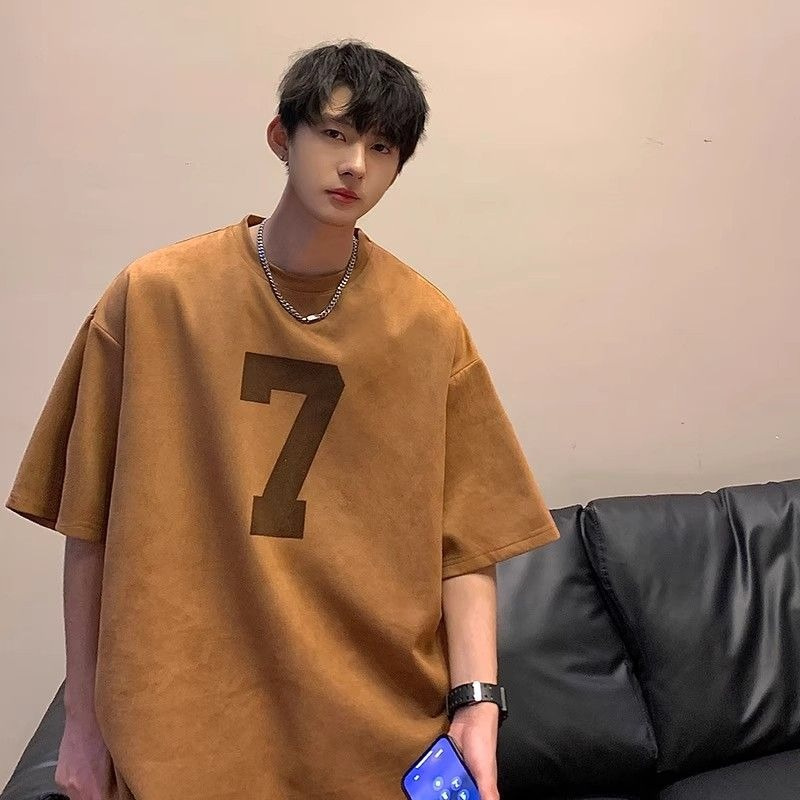 KYUSHUAD Men's round neck loose printed short sleeve T-shirt Simple couple short sleeve T-shirt