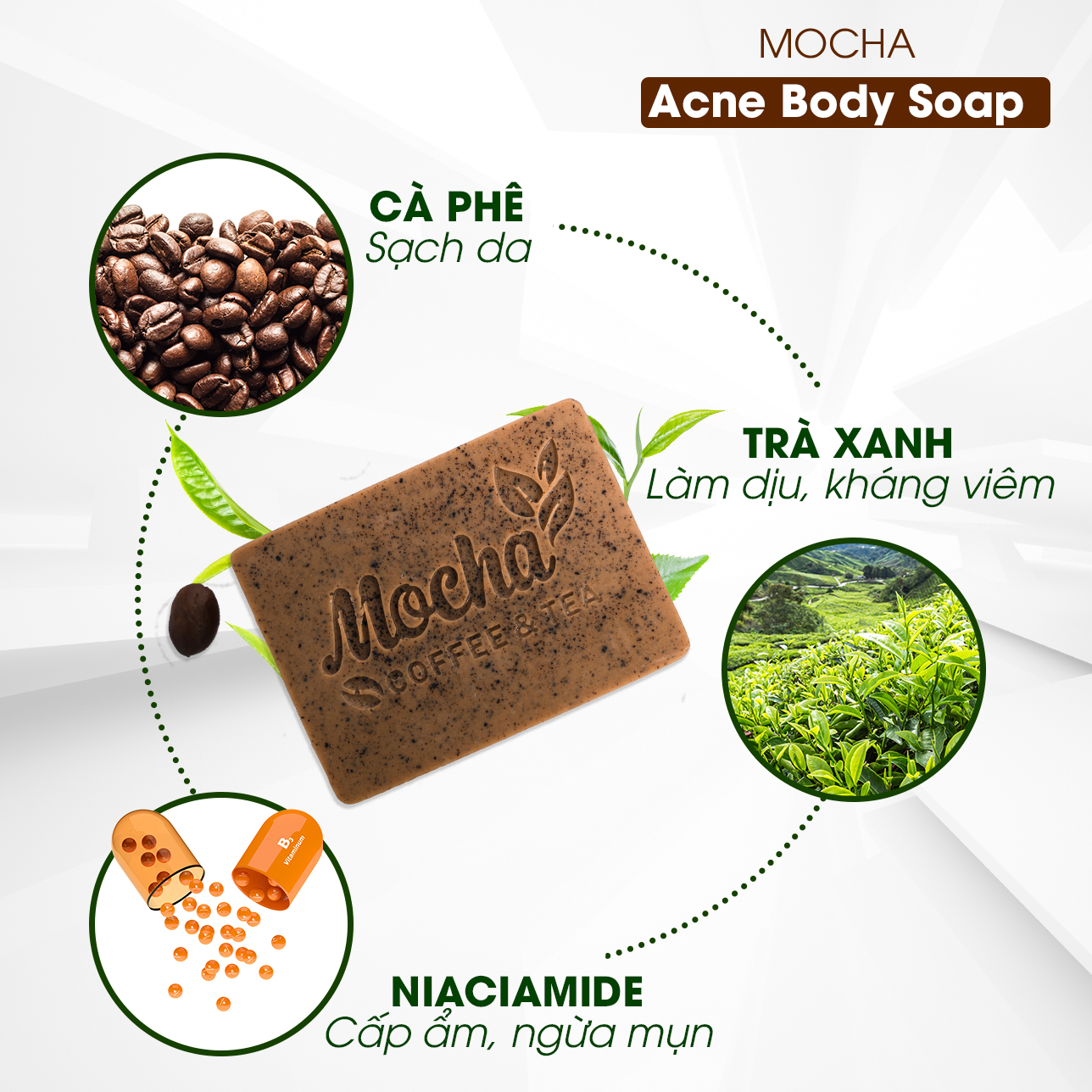 Xà Phòng Giảm Mụn Lưng Mocha Acne Body Soap
