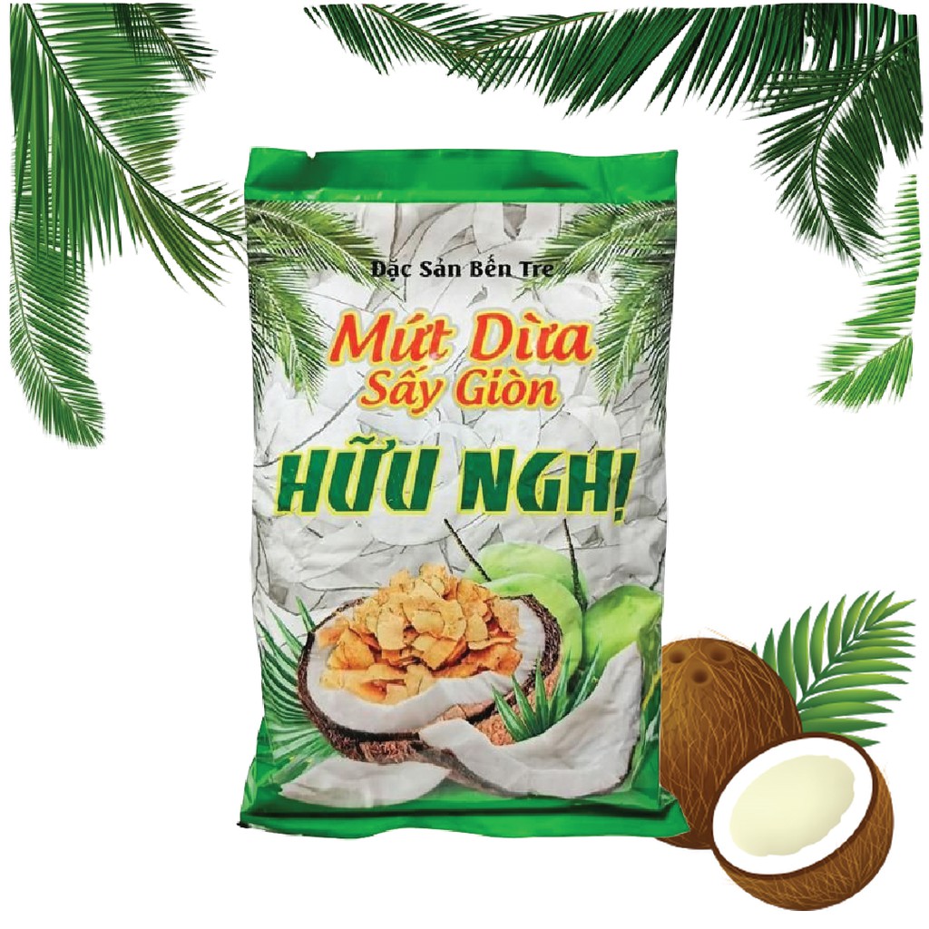 Mứt dừa sấy giòn hữu nghị đặc sản bến tre gói 300g