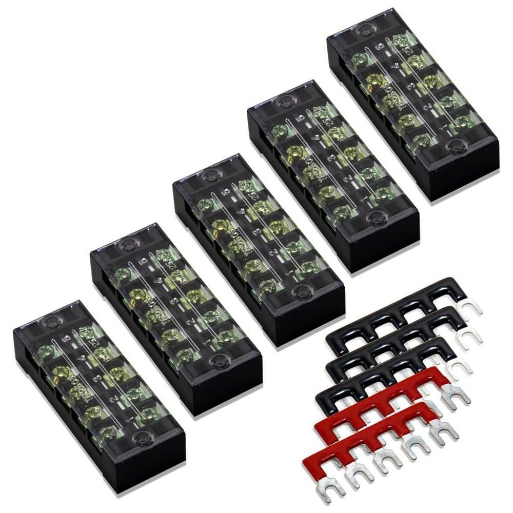 CBT 10pcs (5 Sets) 5 Positions Terminal Block Dual Row 600V 25A Wire