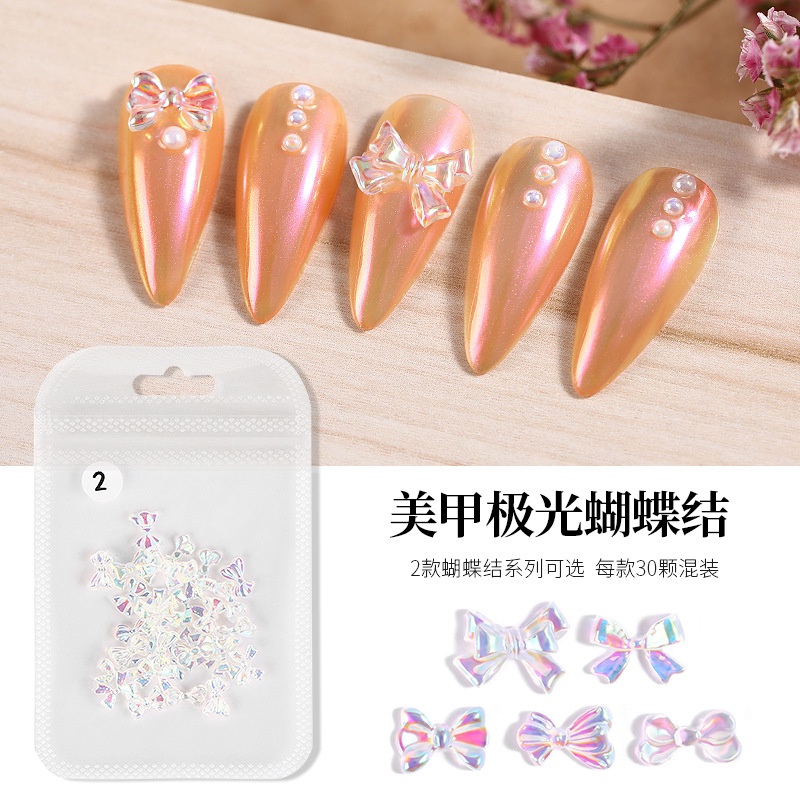 Cham Nơ Nhựa Trang Trí Móng Dể Thương ( 10 Cái Nơ /1 Túi)