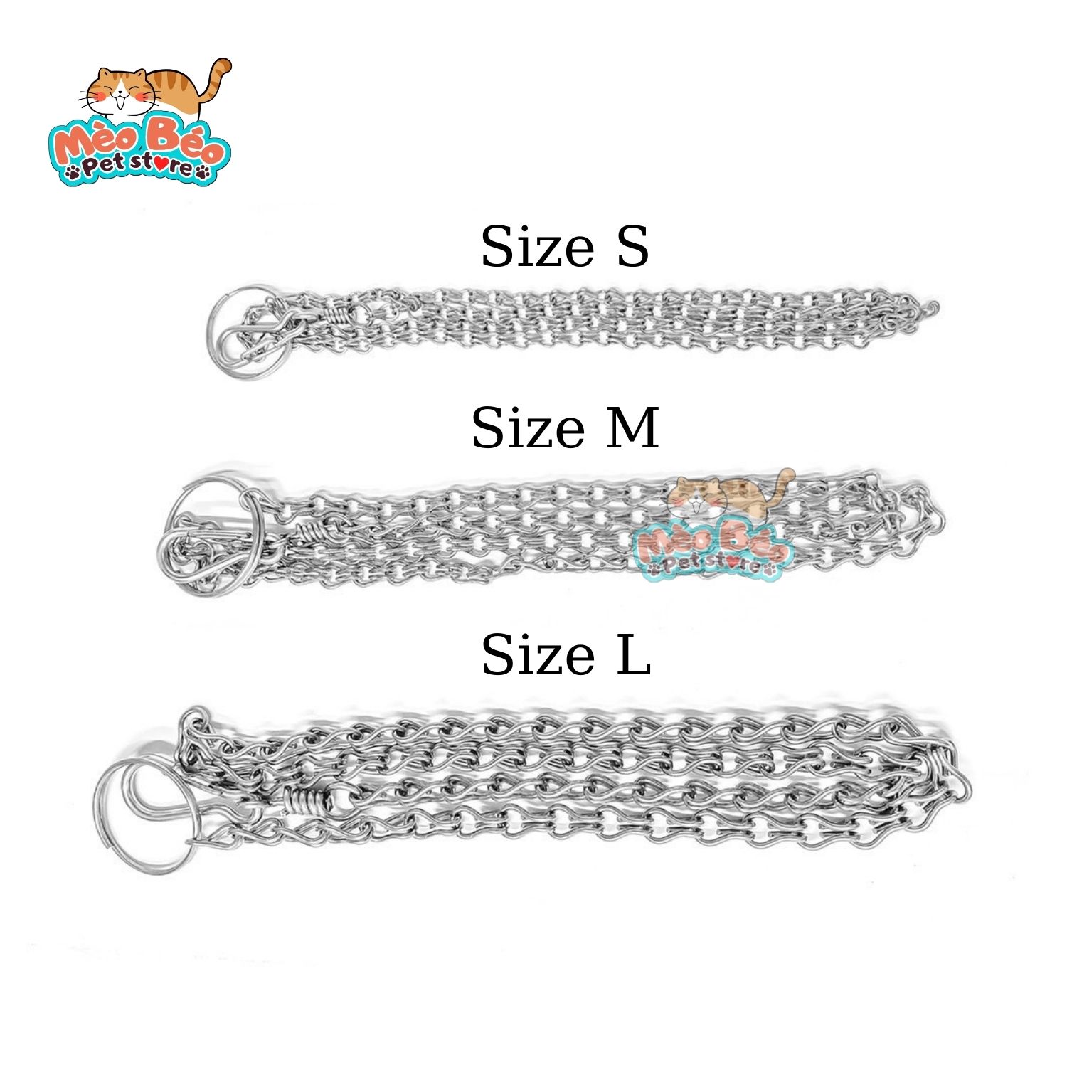 Dây xích inox cho chó mèo ( 4size)
