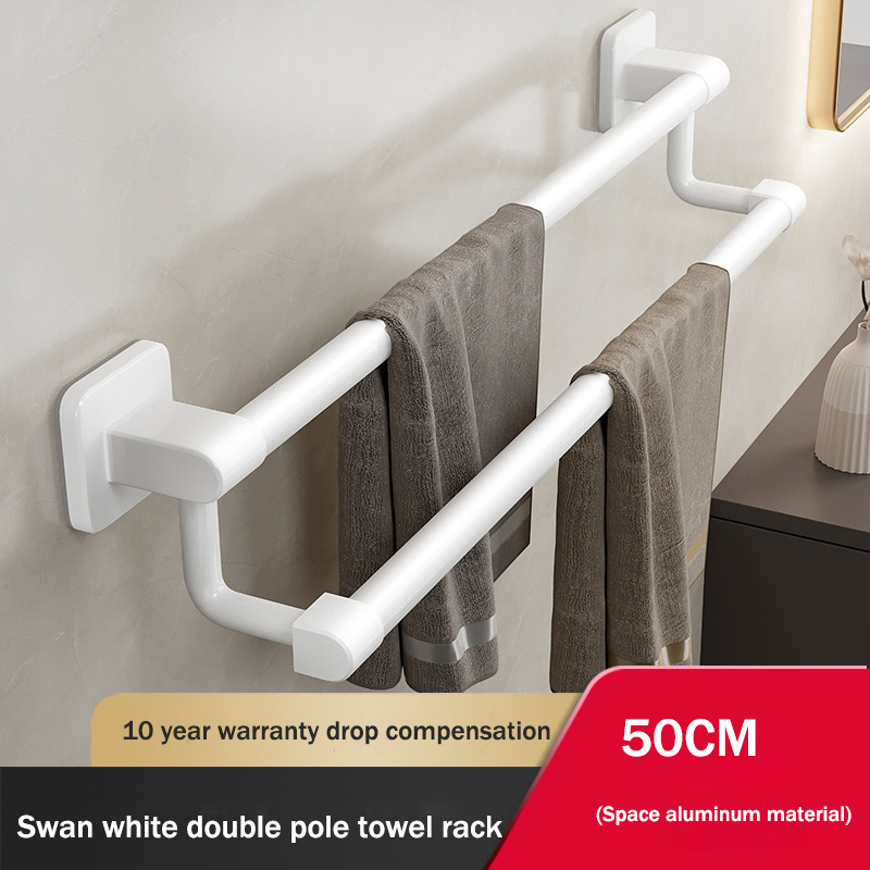 Towel rack, non perforated wall mounted storage rack, Aluminum alloy,bathroom towel rack, double pole toilet, bathroom storage rack,save space