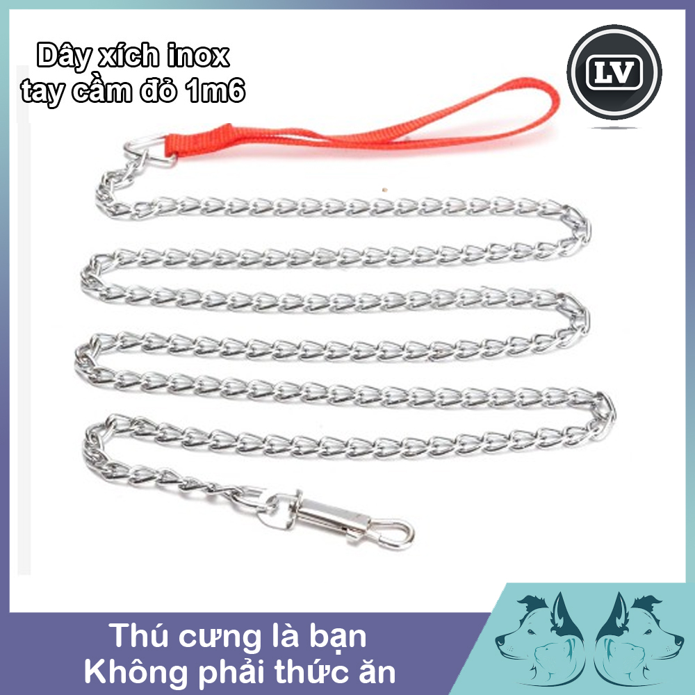 Dây xích dắt chó có tay cầm màu đỏ 1.6m