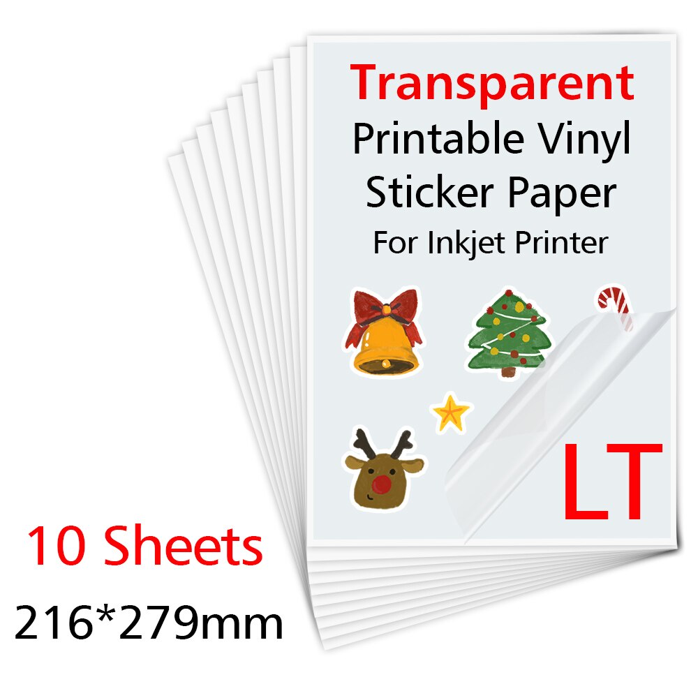 ‘;。【’【 10 sheets printable vinyl sticker paper glossy adhesive copy paper 216*279mm vinyl printing paper for inkjet printer diy crafts