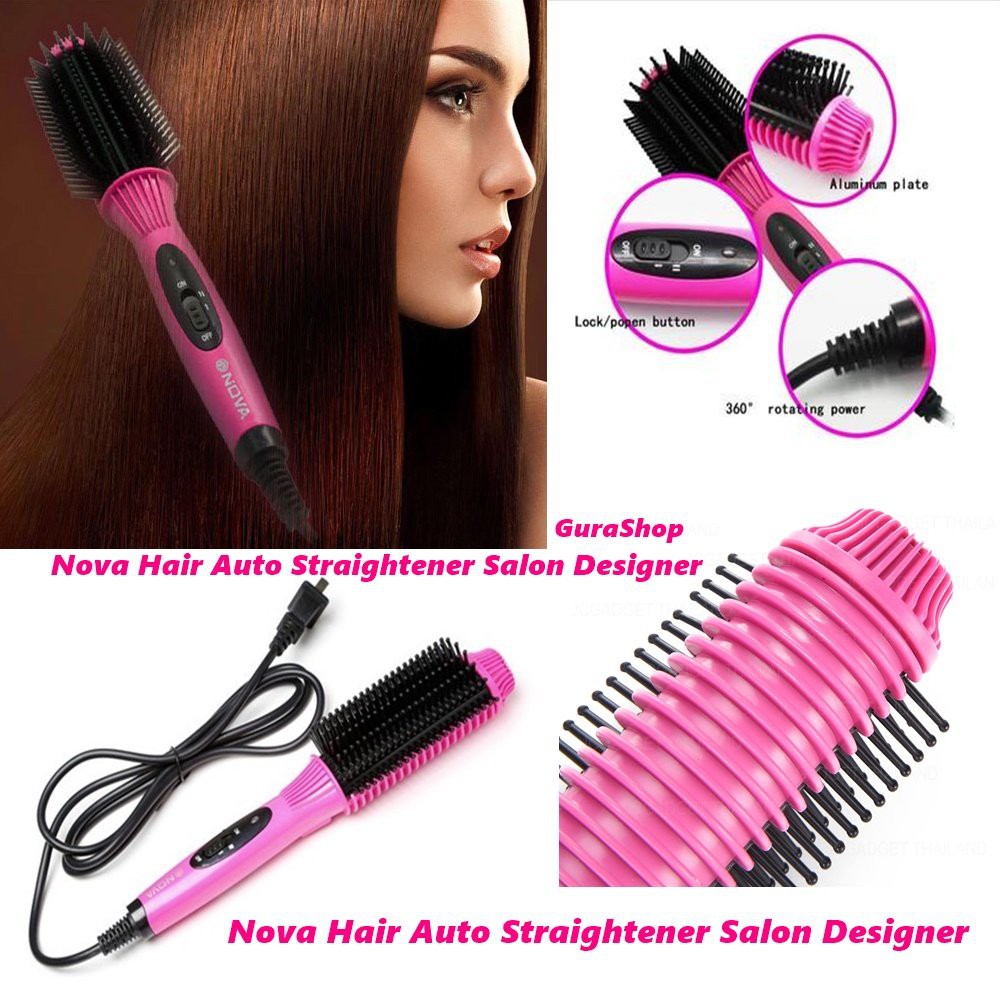[TẶNG QUÀ] Lược Điện Uốn Tóc Đa Năng NOVA. Lược điện sấy cúp chải thẳng Nova 8810 (Hồng)
