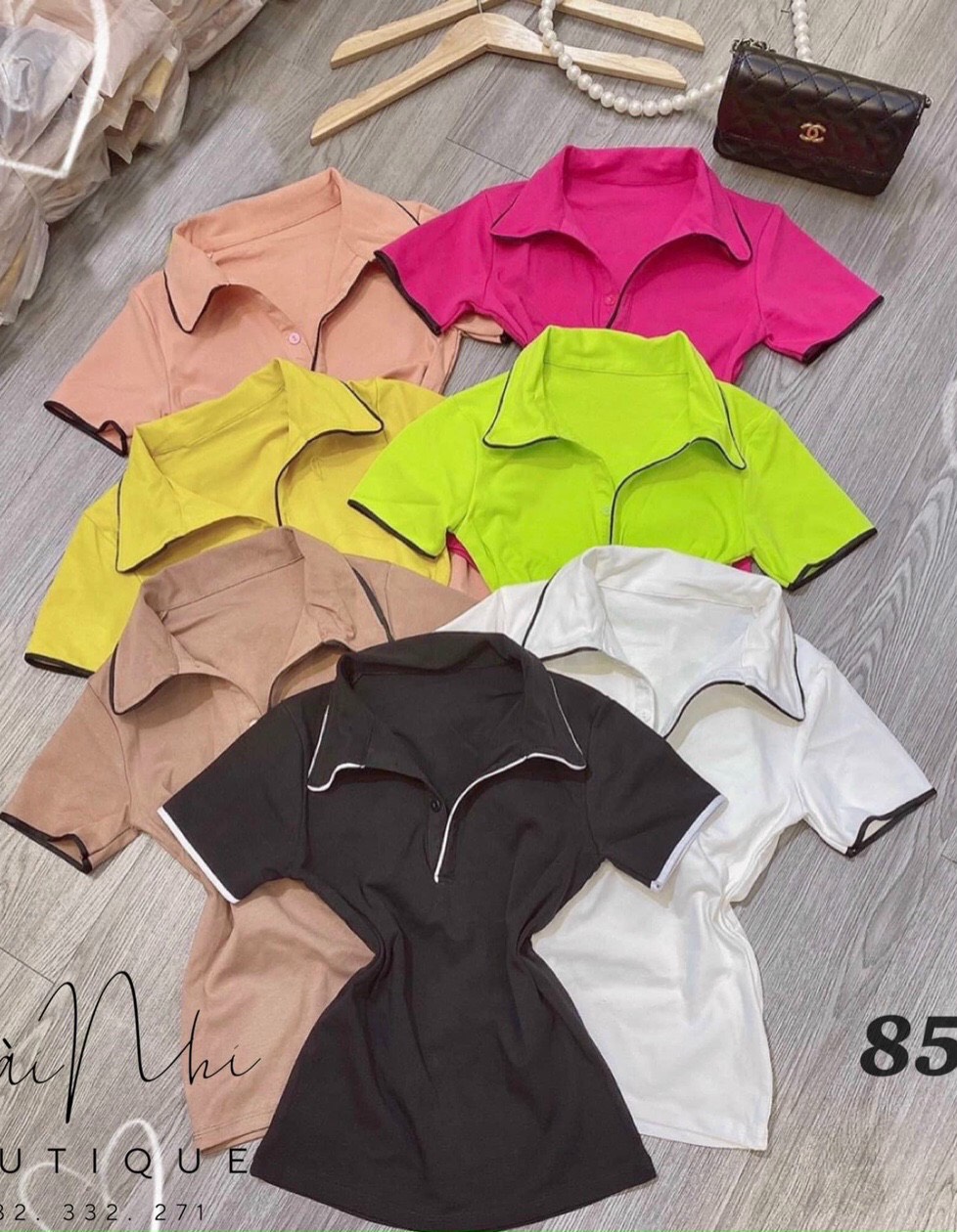 (free ship) Áo thun nữ cổ trụ phối viền siêu hot.