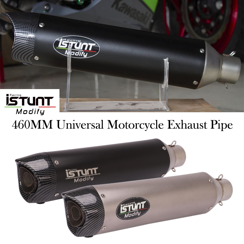 ISTUNT Universal 51mm Slip-on Modified Motorcycle Exhaust Pipe Muffler 