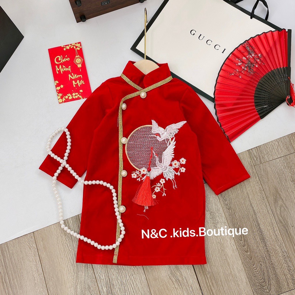Áo dài cặp, áo dài Tết chim phượng cho bé trai bé gái - ADCP