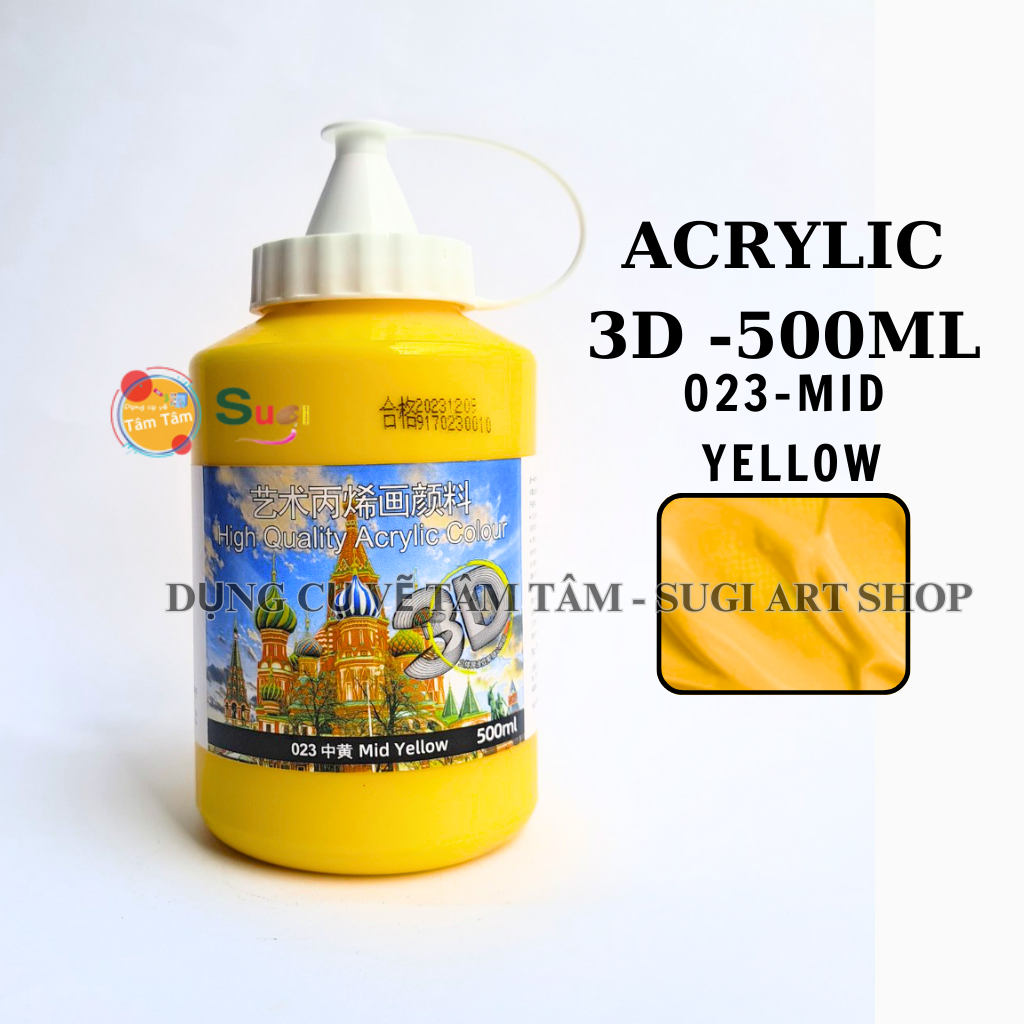 Màu Acrylic 3D Chinjoo vẽ ngoài trời dung tích 500ml , dạng bình Vòi , vẽ tranh tường,vẽ trên toan,Canvas