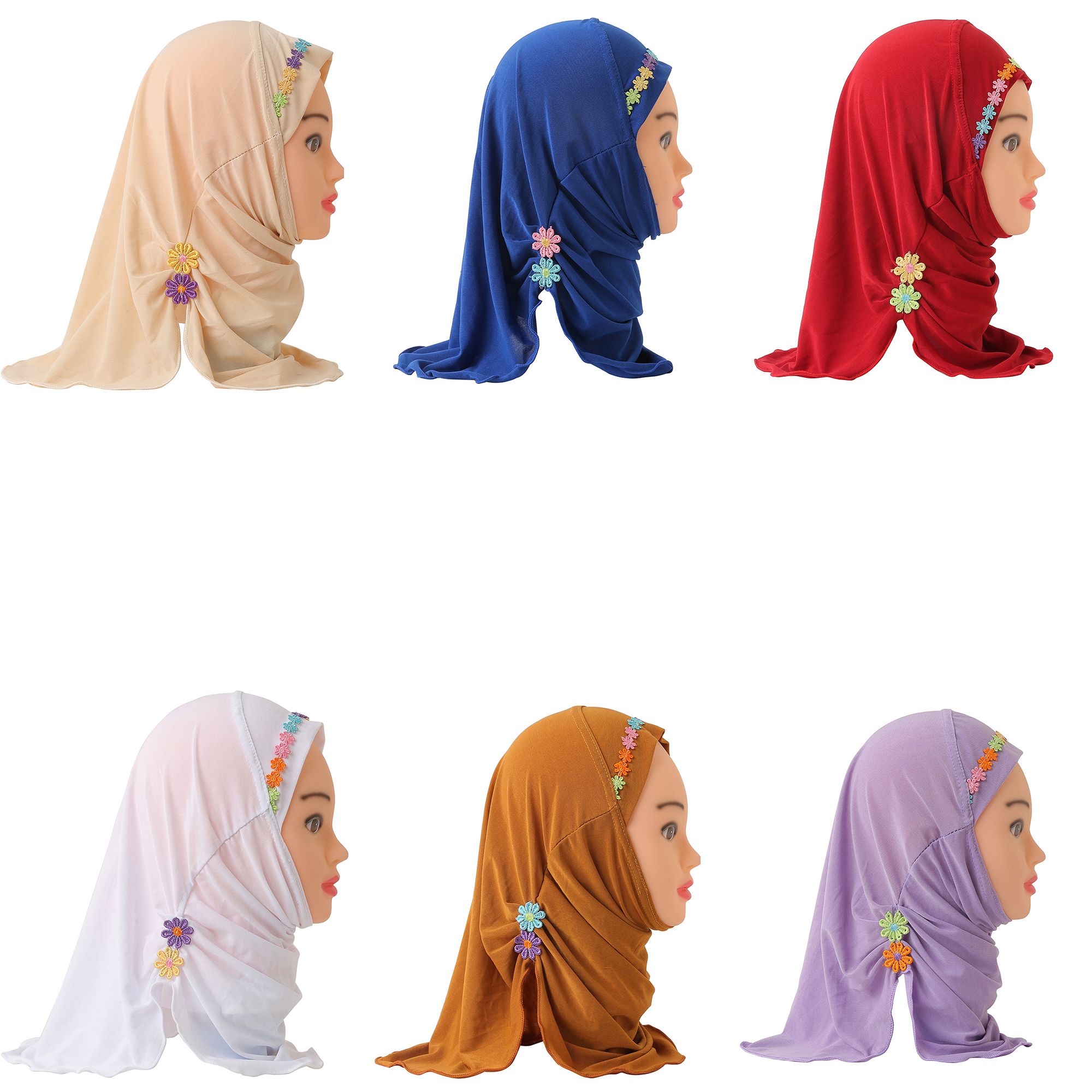 ELEGANCE STUDIO Các cô gái 2-6 năm tuổi Hoa văn Khăn trùm đầu Khăn choàng Hồi giáo Khăn trùm đầu đẹp của người Hồi giáo Kéo trên chiếc khăn Hồi giáo Khăn quàng cổ của người Ả Rập Hồi giáo