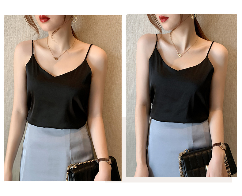 Áo 2 dây nữ trơn chất liệu lụa satil dáng suông