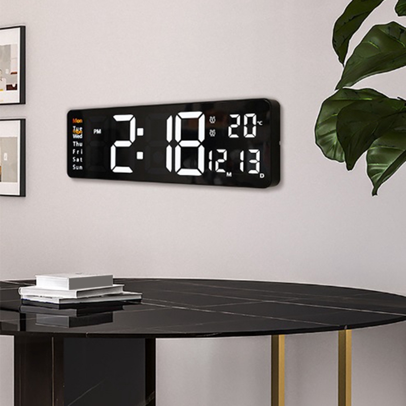 16inch LED Digital Wall Clock- Alarm Clock/Temp/Date/Week/Timer Remote Adjustable for Home/Gym/Office