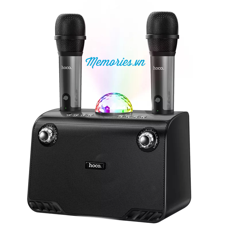 Loa karaoke Hoco BS41 Plus + Tặng kèm 2 micro + Đèn led nhiều màu, tạo hiệu ứng - Chính hãng, âm thanh cực chất