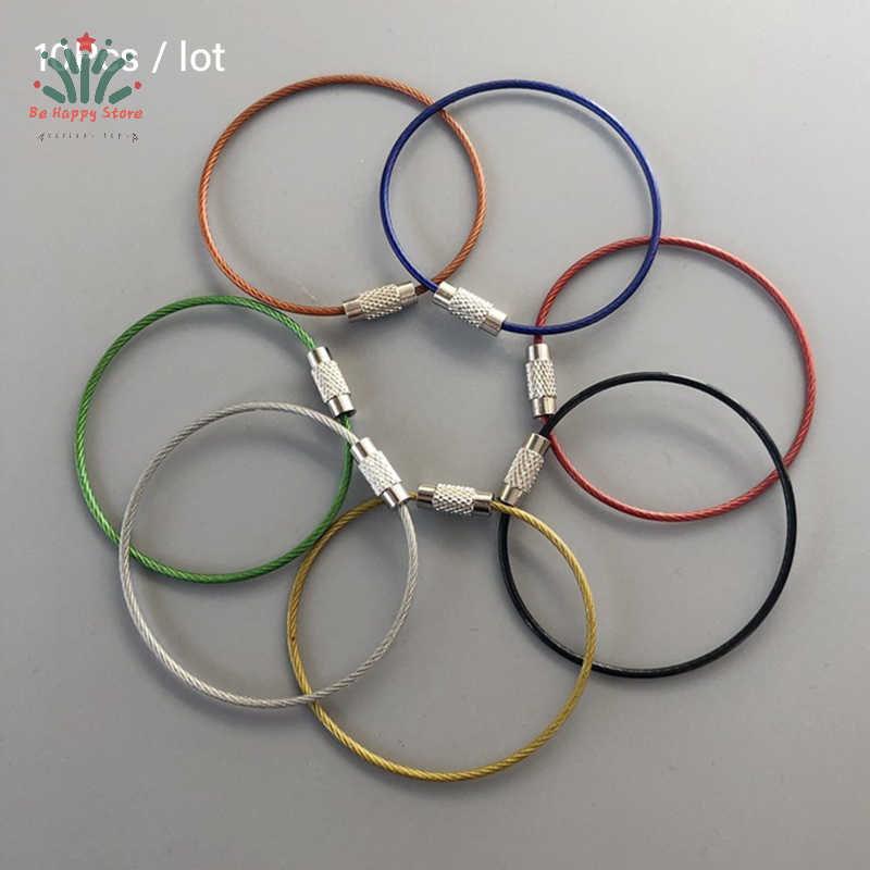 🧸Happy 10 cái Móc khóa móc treo chìa khóa bằng thép không gỉ móc khóa dụng Cụ Ngoài Trời Móc khóa dây
