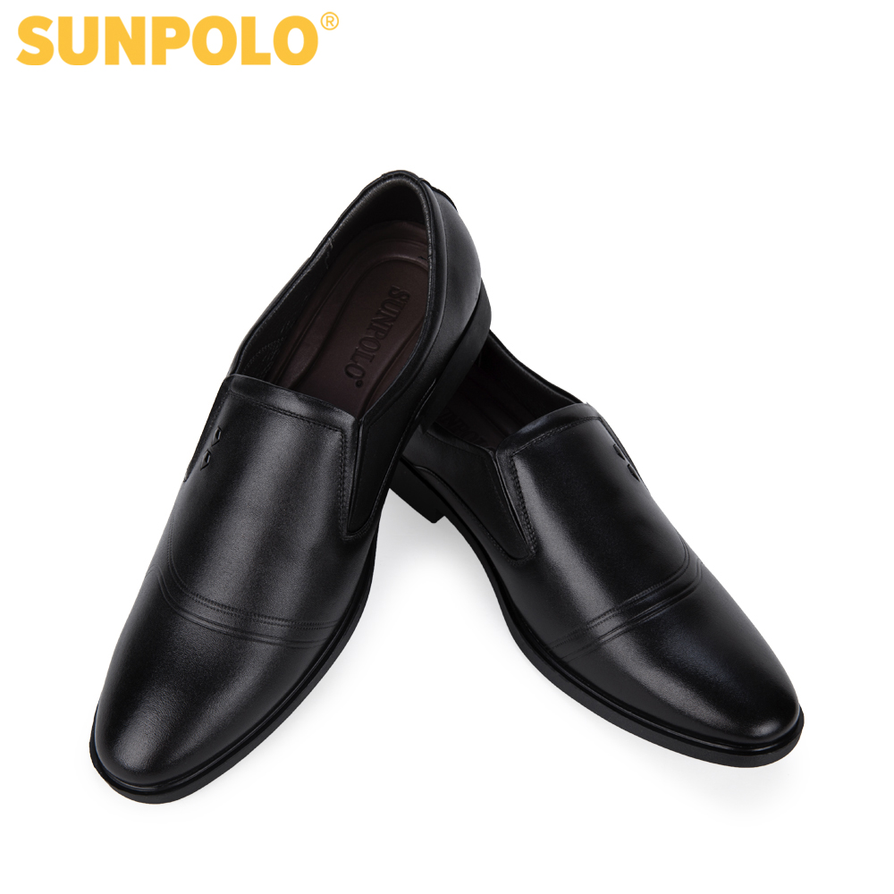 Sunpolo Sph310 Men's Cowhide Office Shoes (Black, Cow Brown)