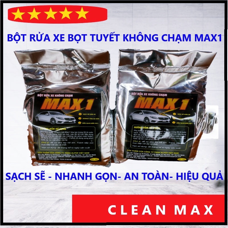 Combo 2 gói bột rửa xe bọt tuyết không chạm MAX1, WASHMAX Auto Care