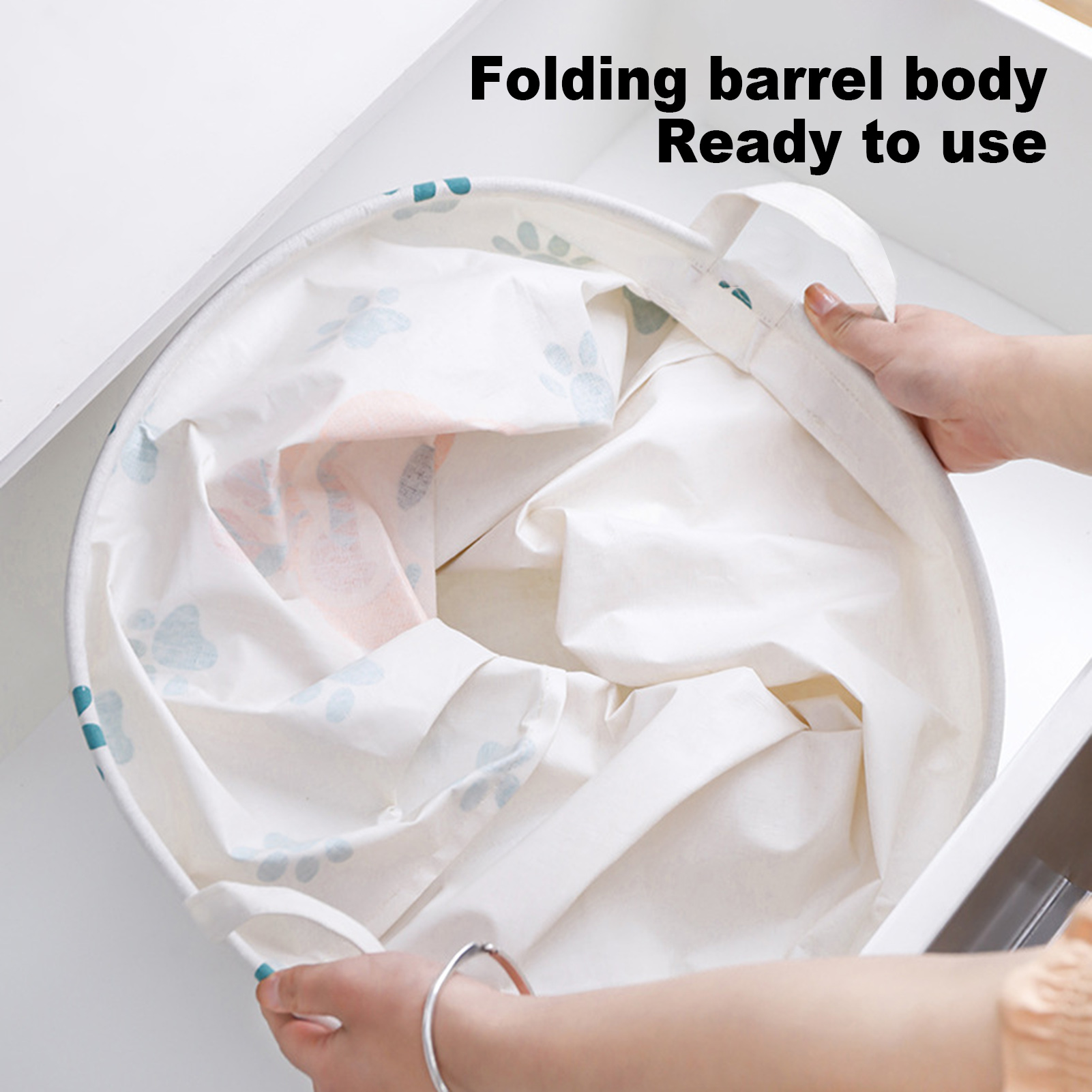 homesir Folding Laundry Basket Large Capacity Cartoon Pattern Sturdy Handle Comfortable Grip Cotton Cute Animal Print Socks Underwear Laundry Hamper Household Products