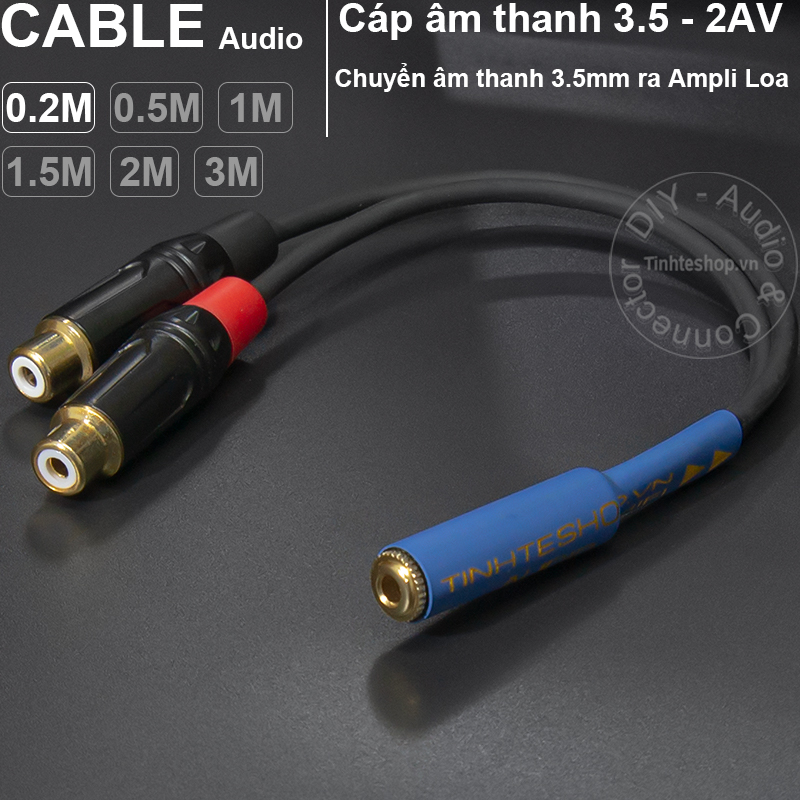 3.5mm female to 2 RCA female cable DIY 0.2M to 3M