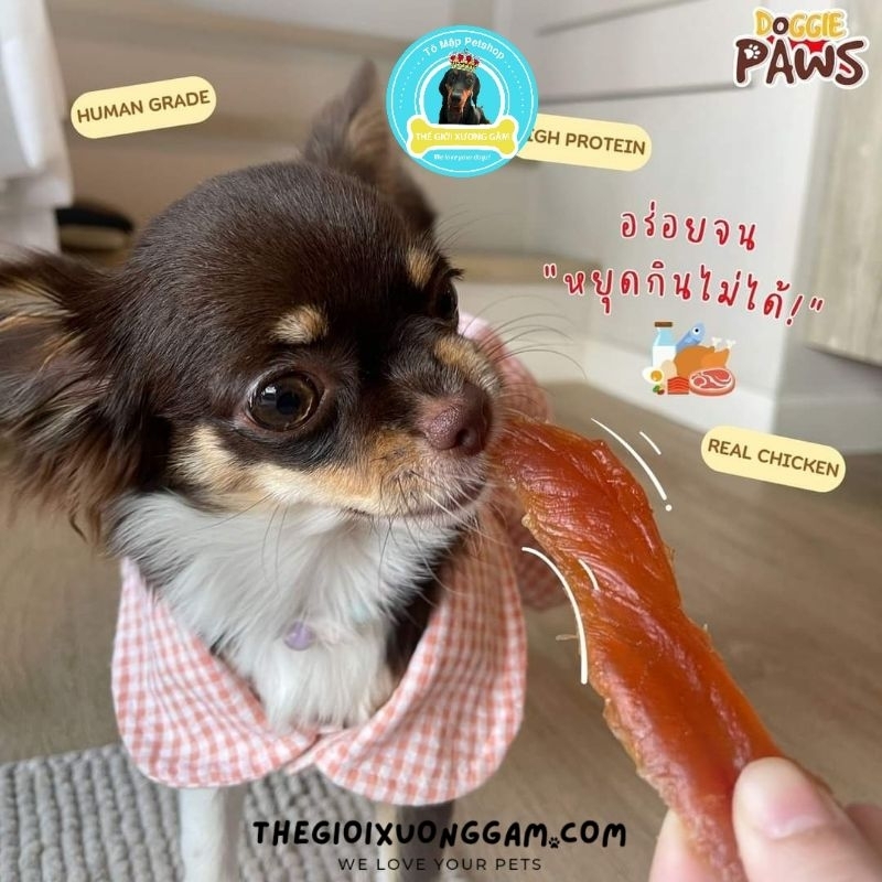 DOGGY PAWS JERHIGH KHÔ GÀ QUAY MIẾNG CHO CHÓ