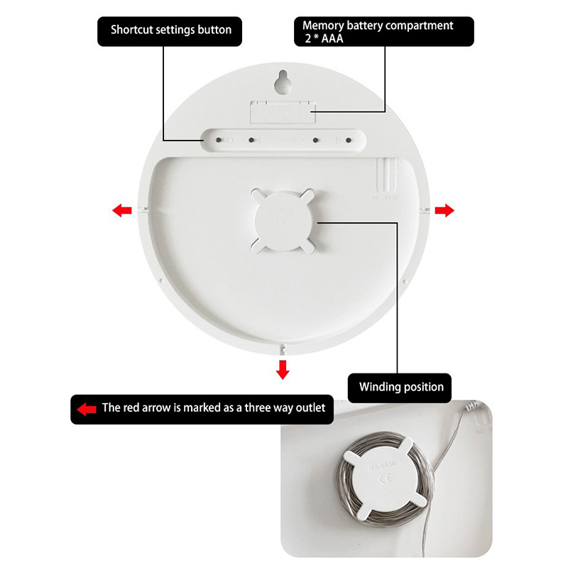 Clock 10 inch simple LED wall clock multi-function clock electronic clock mute temperature and humidity alarm clock