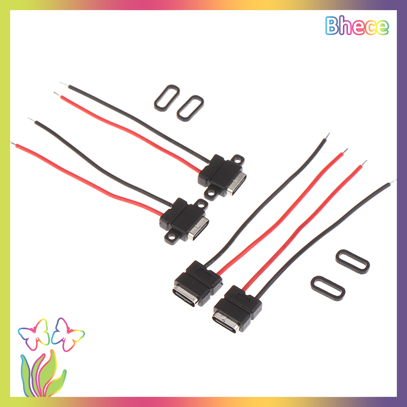 Bhece 1pcs USB Type C Waterproof Connector Welding Wire Female Socket Fast Charging Type-c Charging Interface Jack