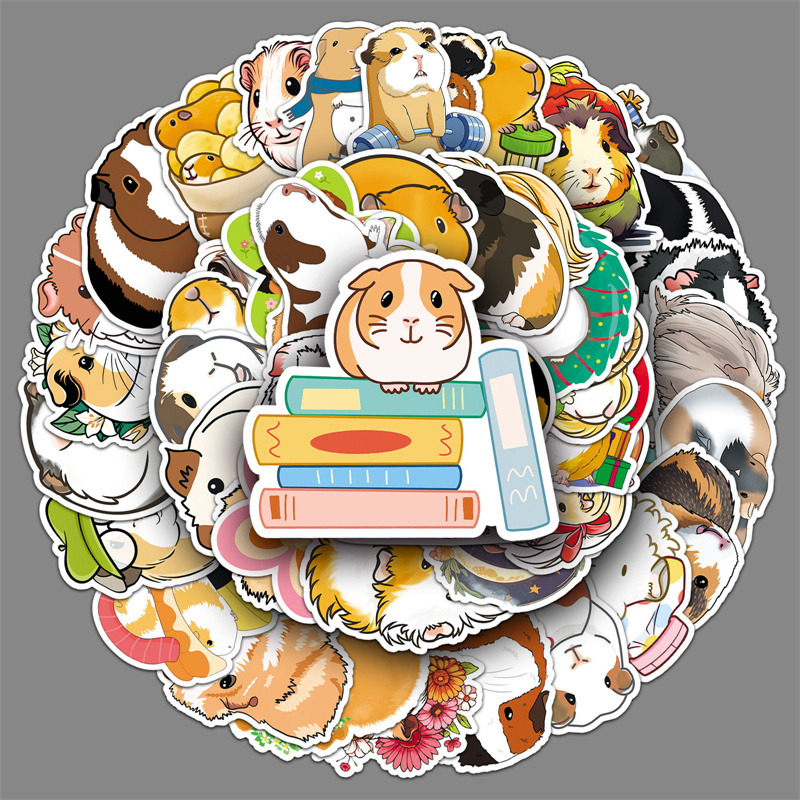 51Sheets Cute Cartoon Guinea Pig Graffiti Sticker Kawaii Aesthetic Stickers Laptop Notebook Suitcase Cup DIY Decoration StickersNIUMAO. 
